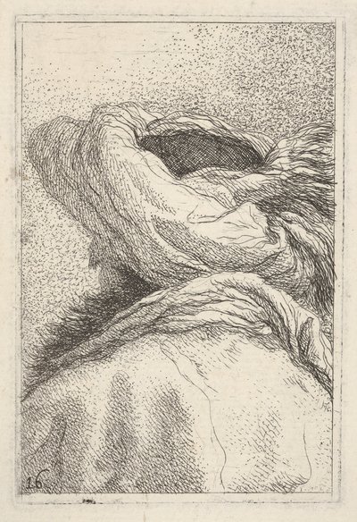Homem de turbante, retratado no formato de busto por trás, em três quartos, fr ..., ca. 1770 de Giovanni Battista Tiepolo