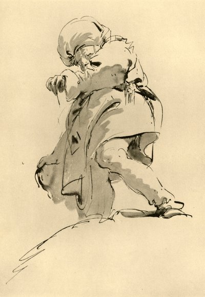 Homem com turbante, meados do século XVIII, 1928 de Giovanni Battista Tiepolo