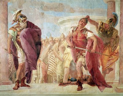 Minerva Prevenindo Aquiles de Matar Agamenon, de &39;A Ilíada&39; de Homero, 1757 de Giovanni Battista Tiepolo