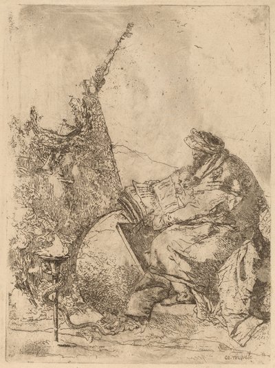 Filósofo sentado, com globo, livro e bússola de Giovanni Battista Tiepolo