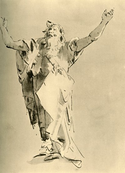 Profeta com os braços levantados, meados do século XVIII, 1928 de Giovanni Battista Tiepolo