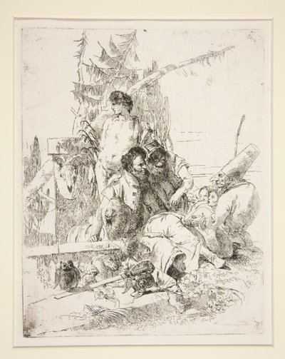Punchinello falando com os dois mágicos, da série Scherzi di Fantasia de Giovanni Battista Tiepolo