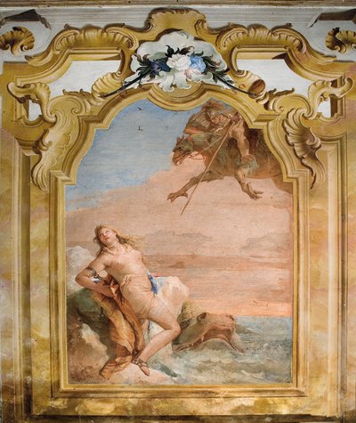 Ruggero Freeing Angelica, da Sala de Orlando Furioso na Palazzina, 1757 de Giovanni Battista Tiepolo
