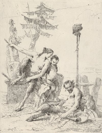Satyr Family Pan e sua família, do Scherzi, ca. 1743-50. de Giovanni Battista Tiepolo