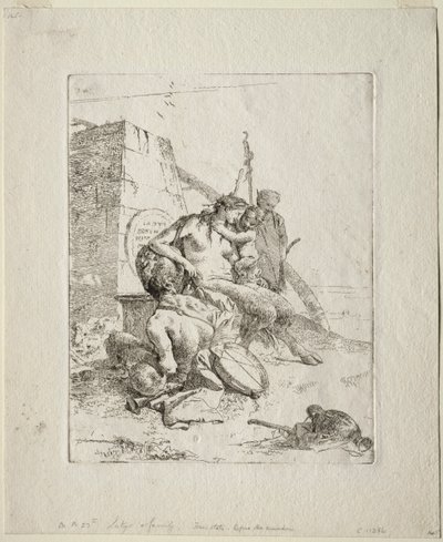 Scherzi: Família Sátiro com o Obelisco. de Giovanni Battista Tiepolo