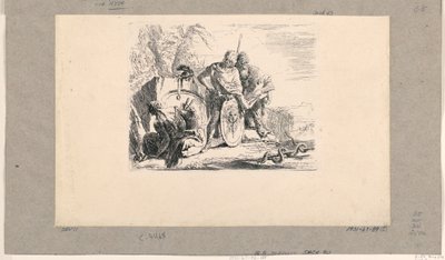 Mulher Sentada, Jovem Soldado e Mago, do Vari Capricci de Giovanni Battista Tiepolo