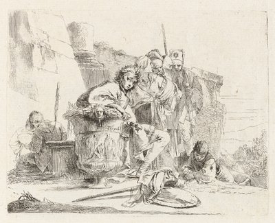 Juventude Sentada Encostada a uma Urna, de Vari capricci (Vários Capriccios) de Giovanni Battista Tiepolo