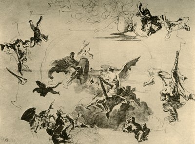Esboço para uma pintura de teto, meados do século XVIII, 1928 de Giovanni Battista Tiepolo