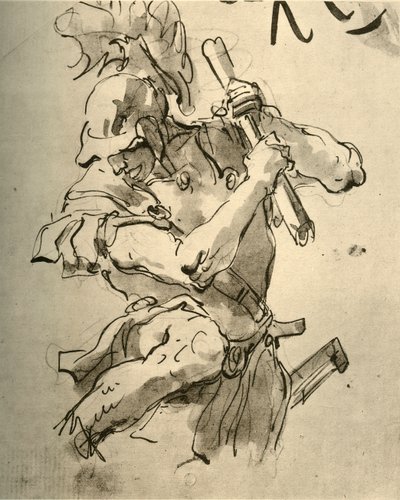 Soldado levantando o braço para atacar, meados do século XVIII, 1928 de Giovanni Battista Tiepolo