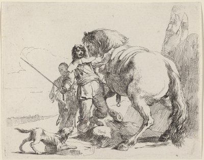Soldado com cavalo e atendente de Giovanni Battista Tiepolo