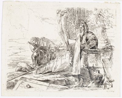 Filósofo de pé com um grande livro, de Vari Capricci de Giovanni Battista Tiepolo