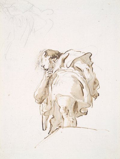 Figura masculina permanente vista obliquamente de baixo de Giovanni Battista Tiepolo
