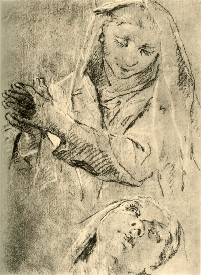 Estudos de uma Madona, meados do século XVIII, 1928 de Giovanni Battista Tiepolo