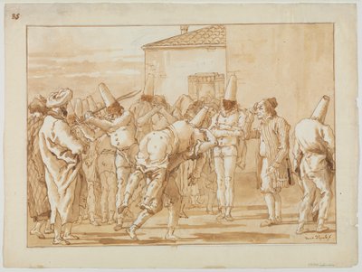 A flagelação de Punchinello, c.1800 de Giovanni Battista Tiepolo