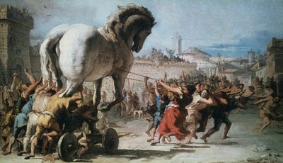 A procissão do cavalo de Tróia em Troia, c1760 de Giovanni Battista Tiepolo