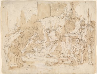 O Sacrifício de Ifigênia (reto) / Estudo de um Nu Masculino (verso) de Giovanni Battista Tiepolo