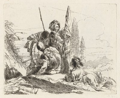Três soldados e um menino, de Vari capricci (Vários caprichos) de Giovanni Battista Tiepolo