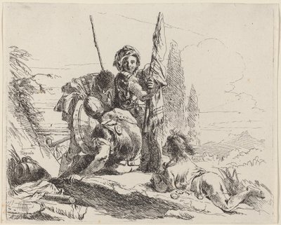 Três soldados e um jovem de Giovanni Battista Tiepolo