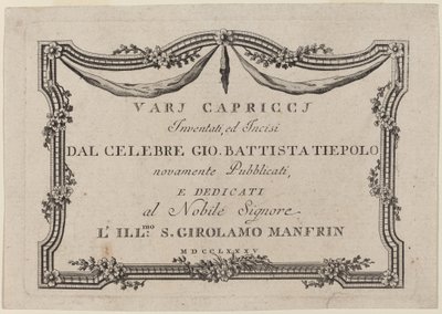 Folha de rosto de Giovanni Battista Tiepolo