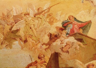Tradução da Santa Casa de Nazaré a Loreto, detalhe da Virgem de Giovanni Battista Tiepolo
