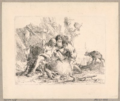 Dois filósofos e menino, placa 22 do Scherzi di Fantasia de Giovanni Battista Tiepolo