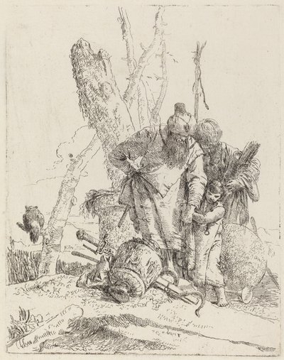 Dois magos de turbante e um menino de Giovanni Battista Tiepolo