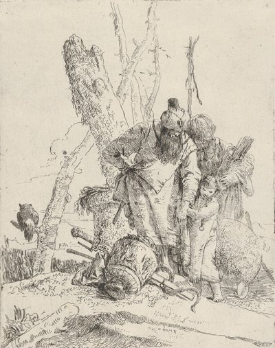 Dois astrólogos e um menino, do Scherzi, ca. 1743-50. de Giovanni Battista Tiepolo
