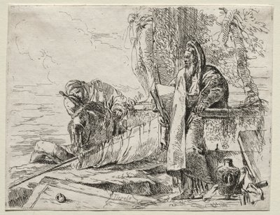 Vários caprichos: o filósofo segurando um livro. de Giovanni Battista Tiepolo