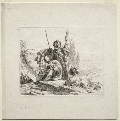 Vários Caprichos: Os Três Soldados e o Menino, 1785. de Giovanni Battista Tiepolo