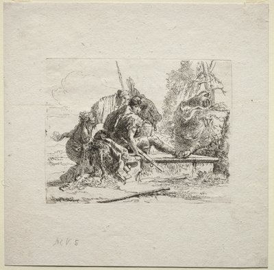 Vários caprichos: os dois soldados e as duas mulheres de Giovanni Battista Tiepolo
