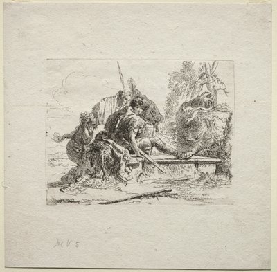 Vários Caprichos: Os Dois Soldados e as Duas Mulheres, 1785. de Giovanni Battista Tiepolo
