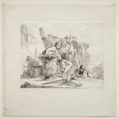 Vários Caprichos: O Jovem Sentado, Encostado a uma Urna, 1785. de Giovanni Battista Tiepolo