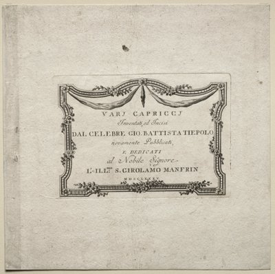 Vários caprichos: página de título de Giovanni Battista Tiepolo