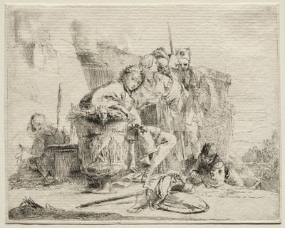 Vários caprichos: jovem sentado, encostado numa urna de Giovanni Battista Tiepolo