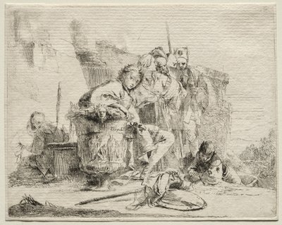 Vários caprichos: jovem sentado, encostado a uma urna. de Giovanni Battista Tiepolo