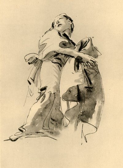 Mulher curvada para a direita, mas olhando para cima, meados do século XVIII, 1928 de Giovanni Battista Tiepolo