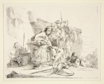 Jovem Sentado e Apoiado numa Urna, da série Vari Capricci de Giovanni Battista Tiepolo