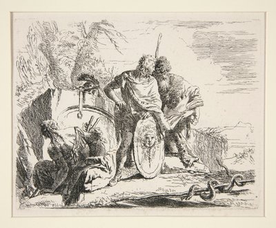 Jovem Soldado com Filósofo e Mulher Sentada, da série Vari Capricci de Giovanni Battista Tiepolo
