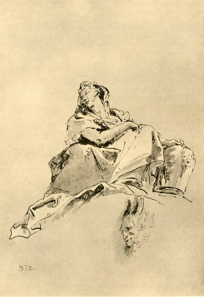 Jovem sentada, segurando um jarro ao lado, meados do século XVIII, 1928 de Giovanni Battista Tiepolo