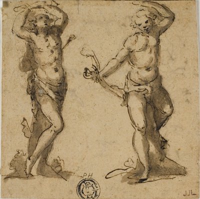 Dois esboços de São Sebastião de Giovanni Battista Trotti