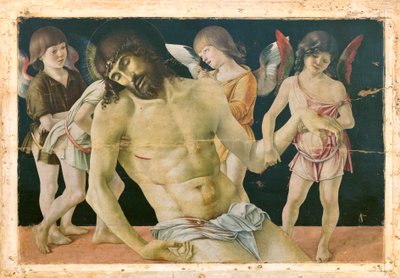 Cristo morto apoiado por anjos, c.1475 (óleo e têmpera sobre prancha de madeira) de Giovanni Bellini