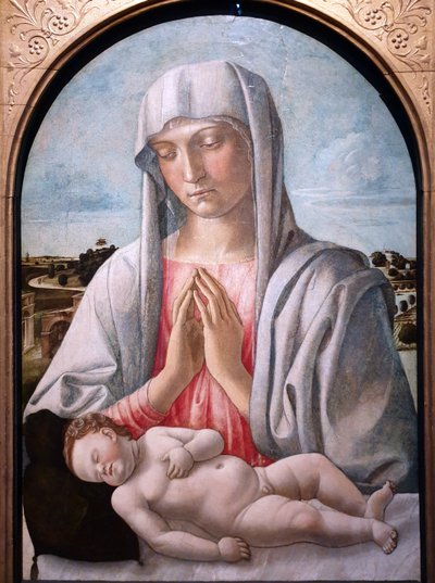 Nossa Senhora adorando o menino adormecido de Giovanni Bellini
