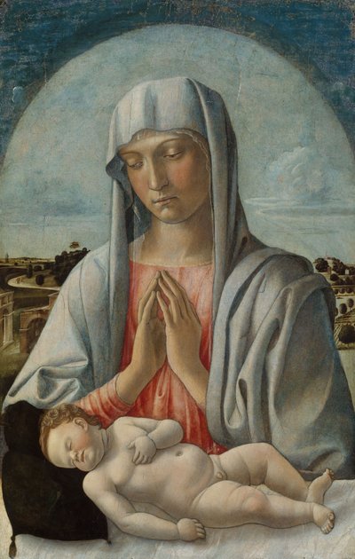 Madonna Adorando o Menino Adormecido, c.1460 (têmpera sobre madeira) de Giovanni Bellini