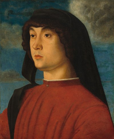 Retrato de um jovem de vermelho, c.1480 (óleo e têmpera sobre painel) de Giovanni Bellini