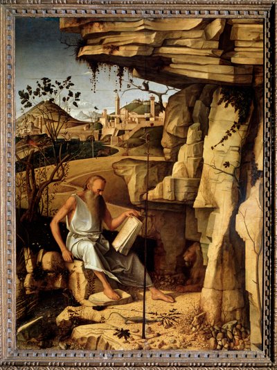 Saint Jerome in the Desert Painting de Giovanni Bellini dit il Giambellino (ca. 1430-1516) 1479 Dim 145x114 cm Palazzo Pitti Florence de Giovanni Bellini