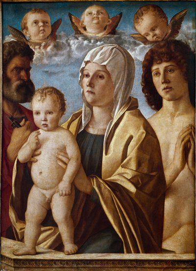 Virgem com criança com São Pedro e São Sebastião (tempera no painel de Giovanni Bellini