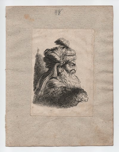 Cabeça de turco com turbante, c. 1760 (gravura) de Giovanni Benedetto (1609 64) (after) Castiglione