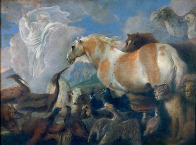 Criação (Gênesis). Pintura de Giovanni Benedetto Castiglione (1610-1665), óleo sobre tela, meados do século XVII. Arte italiana (Génova) de Giovanni Benedetto Castiglione