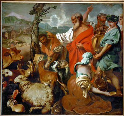 Noé e os animais (pintura sobre tela) de Giovanni Benedetto (1609-64) Castiglione