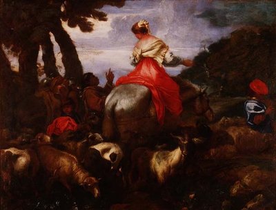 Rebecca Liderada pelo Servo de Abraão, c.1650 de Giovanni Benedetto Castiglione